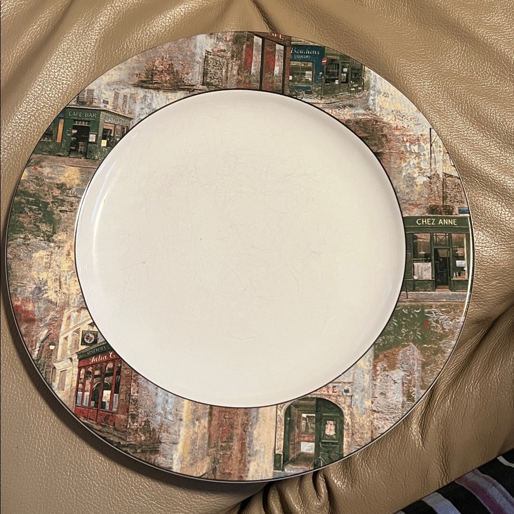 "Restaurant Row"  Dinner Plate Vintage Sakura Stoneware Retired
